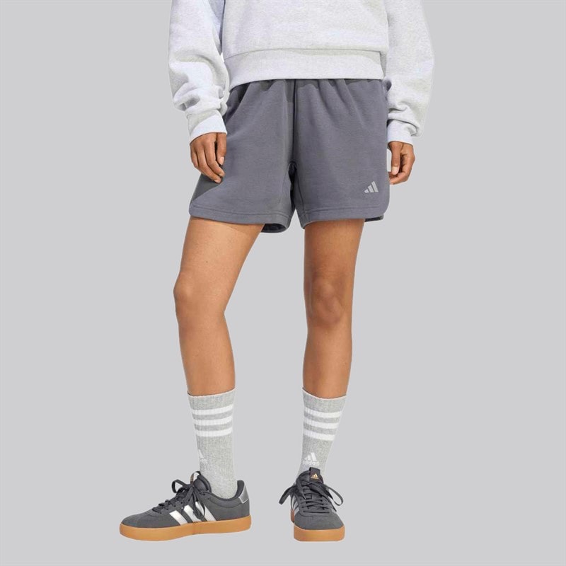 adidas Womens 3 Stripes Studio Loose Fit Fleece Shorts Aurora Onix