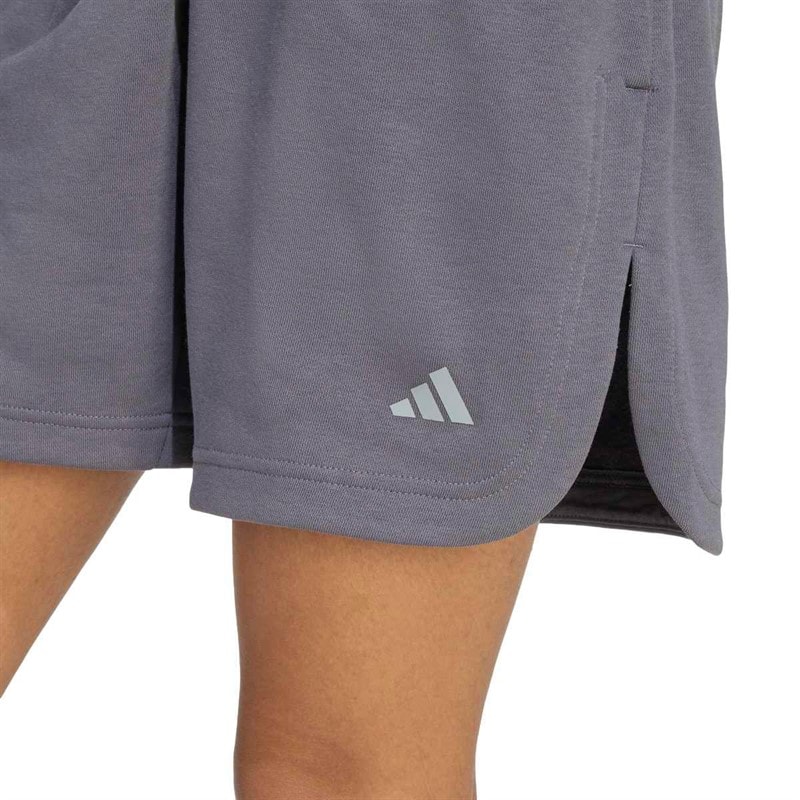 adidas Womens 3 Stripes Studio Loose Fit Fleece Shorts Aurora Onix - Image 3