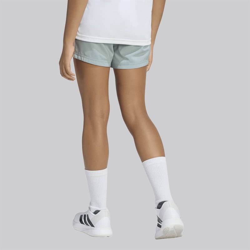 adidas Junior Girls Train Essentials 3-Stripes Shorts Wonder Sage/White - Image 2