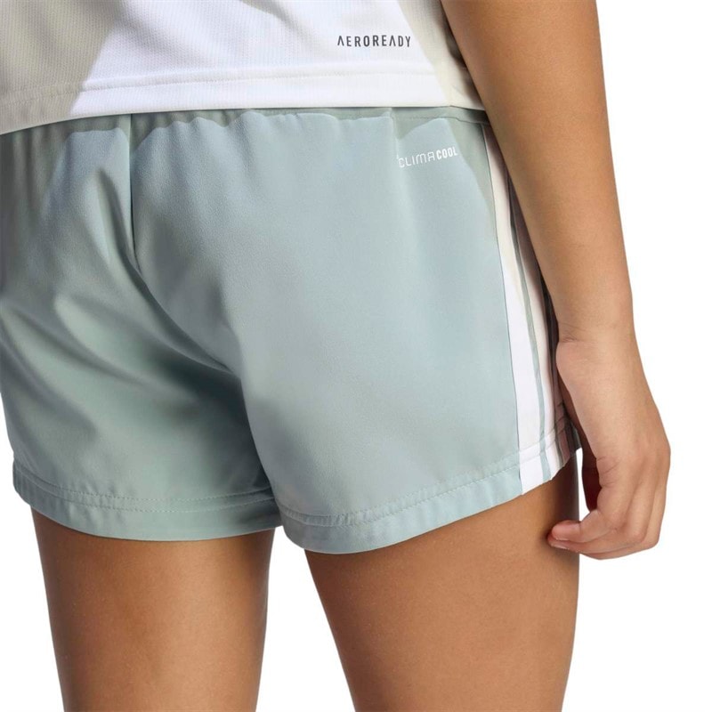 adidas Junior Girls Train Essentials 3-Stripes Shorts Wonder Sage/White - Image 5