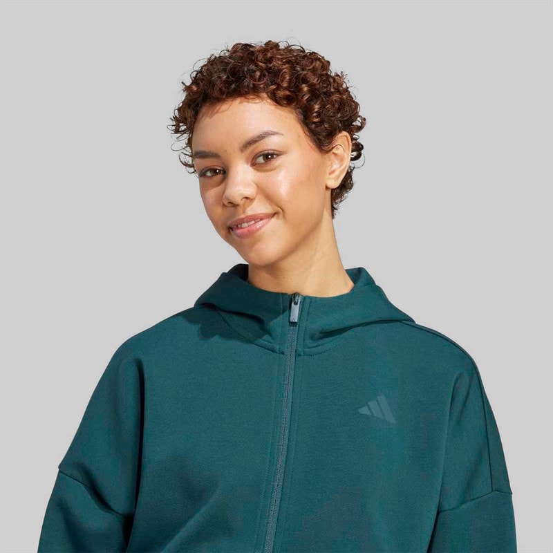 adidas Womens Future Icons Small Logo Full Zip Hoodie Aurora Ivy - Image 5