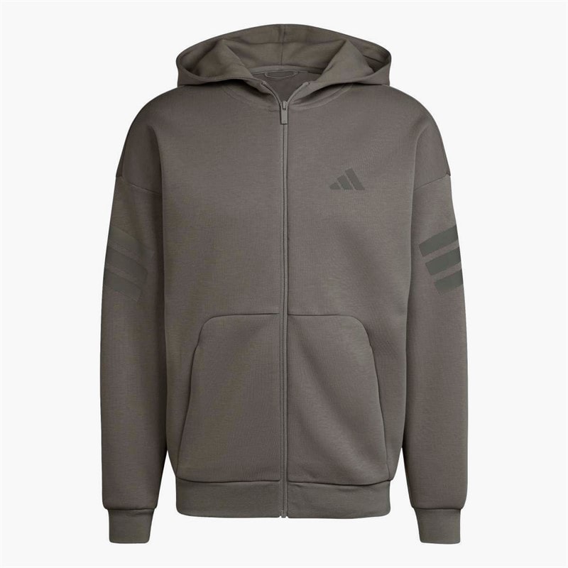 adidas Mens Future Icons 3 Stripes Full Zip Hoodie Putty Beige