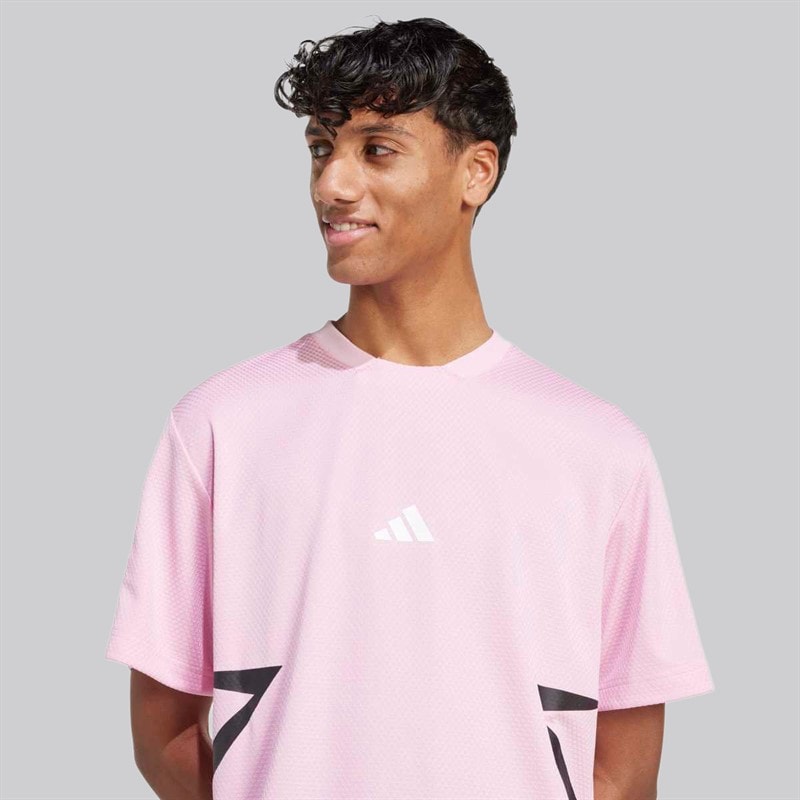 adidas Mens House Of Tiro Colour Block T-Shirt True Pink/Black - Image 2