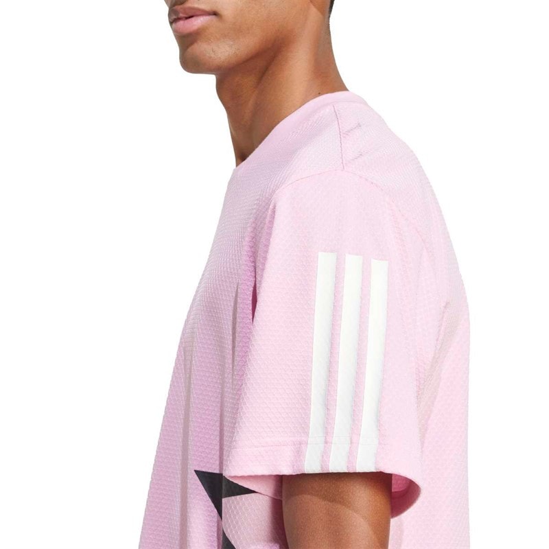 adidas Mens House Of Tiro Colour Block T-Shirt True Pink/Black - Image 3