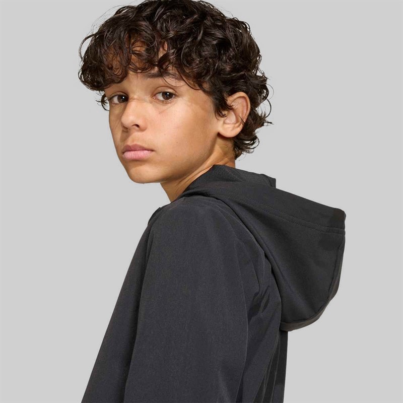 adidas Junior Boys Tech Woven Hooded Jacket Black/Grey Four - Image 5