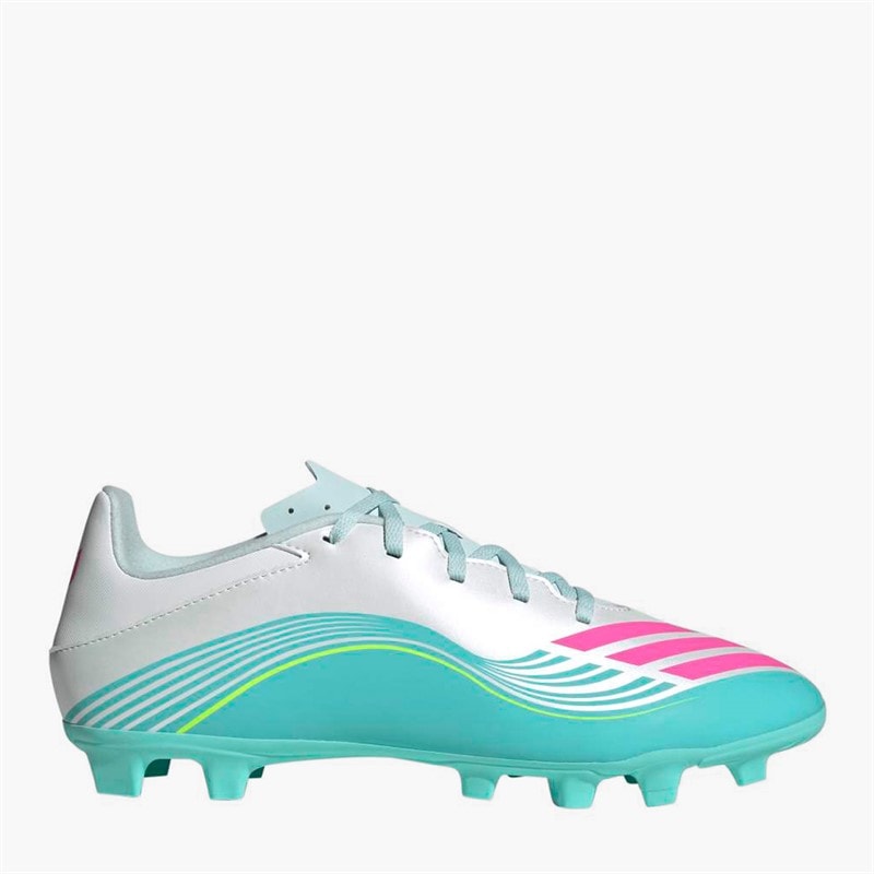 adidas Mens F50 Messi Club Aurora Radiante Pack FG Firm Ground Football Boots Cloud White/Lucid Pink/Flash Aqua