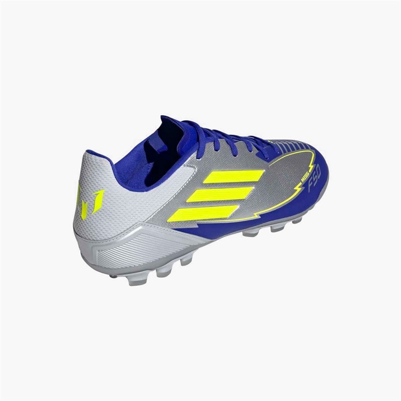 adidas Mens F50 League Messi La Vida Rapida AG Artificial Ground Football Boots Silver Metallic/Solar Yellow/Lucid Blue - Image 3
