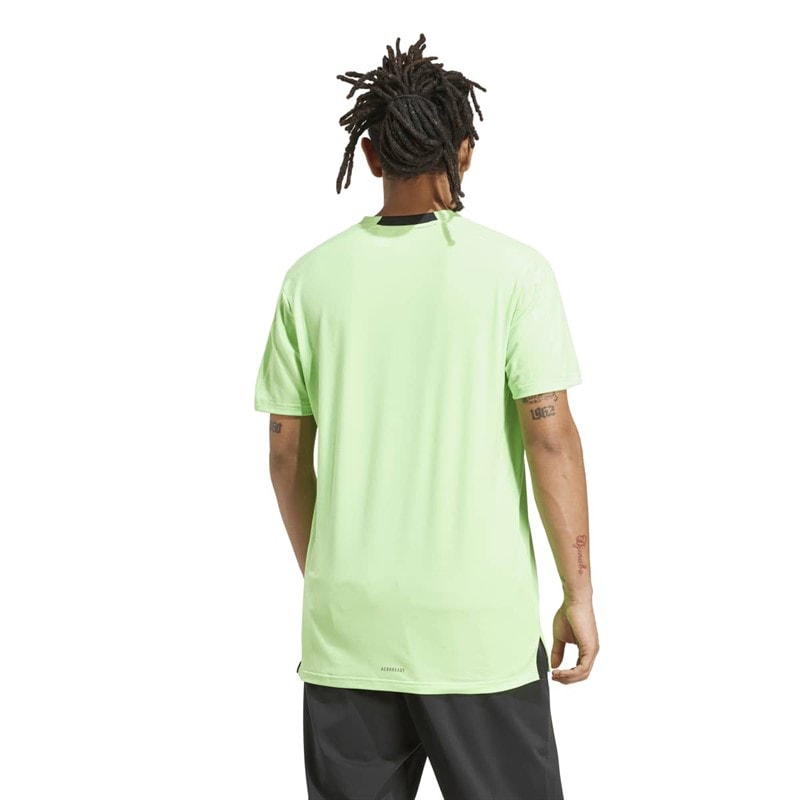 adidas Mens Designed For Training Workout T-Shirt Lime Burst - Image 3
