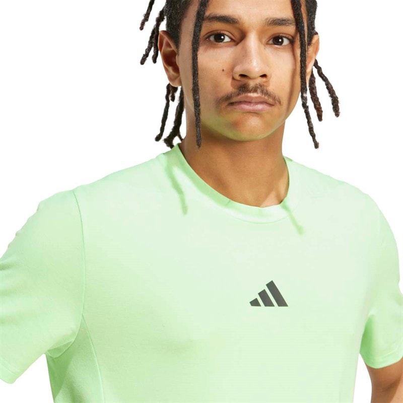 adidas Mens Designed For Training Workout T-Shirt Lime Burst - Image 4