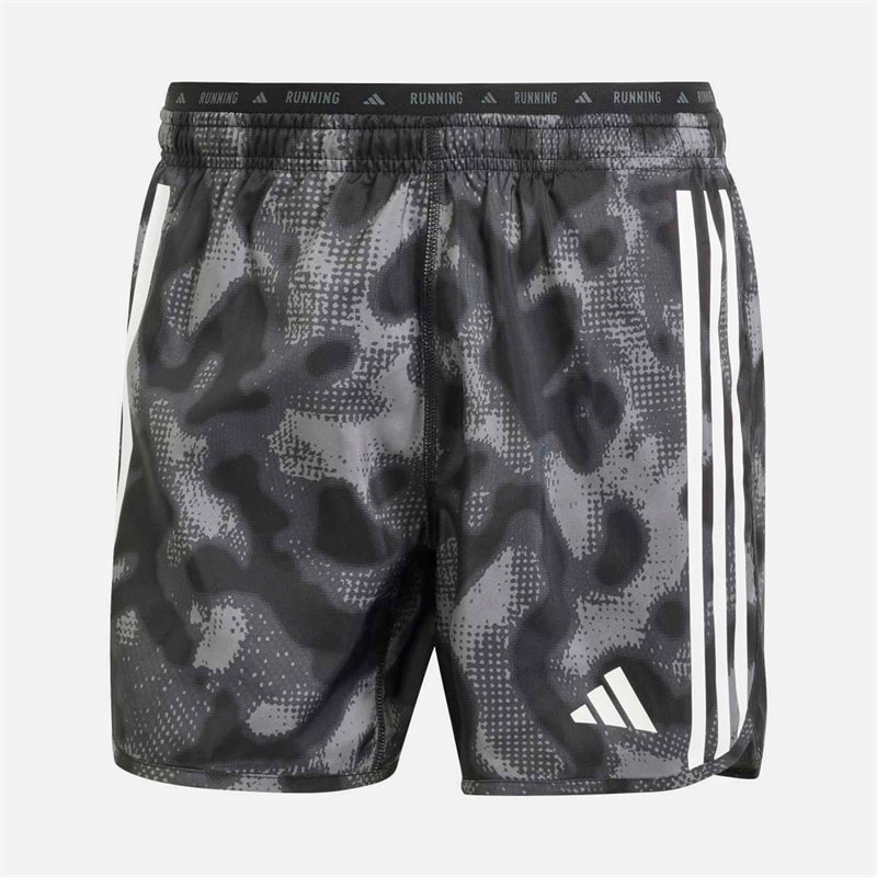 adidas Mens Own The Run 3 Stripes All Over Print Running Shorts Grey Four/Grey Six/Carbon/Black