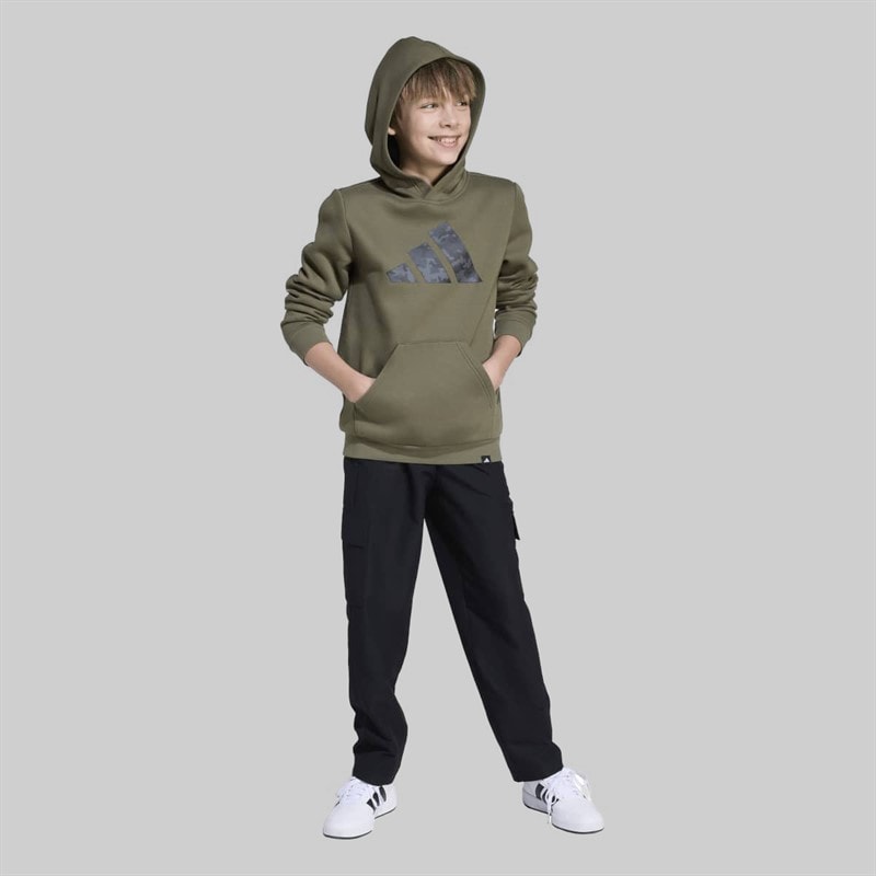 adidas Junior Boys Camo Graphic Hoodie Olive Strata - Image 4