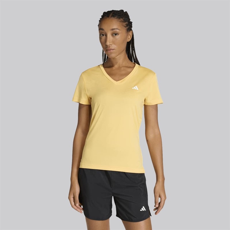 adidas Womens Workout Essentials V-Neck T-Shirt Semi Ice Tangerine - Image 2