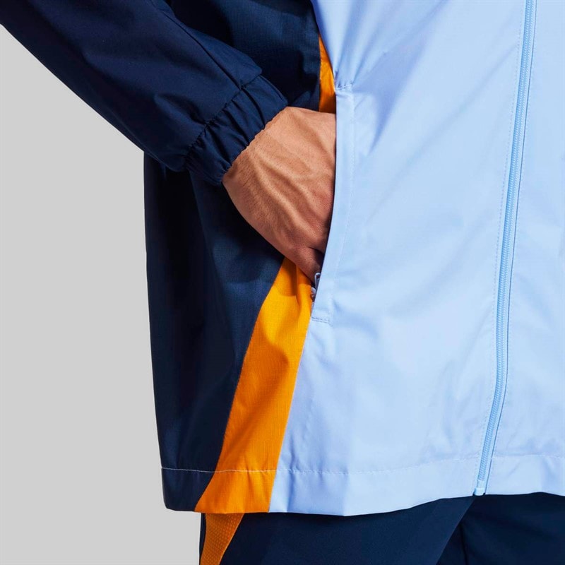 adidas Mens RMA Real Madrid 24/25 Competition All Weather Jacket Glow Blue/Crew Orange/Team Navy Blue - Image 4