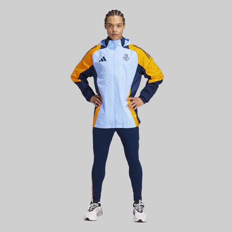 adidas Mens RMA Real Madrid 24/25 Competition All Weather Jacket Glow Blue/Crew Orange/Team Navy Blue - Image 5