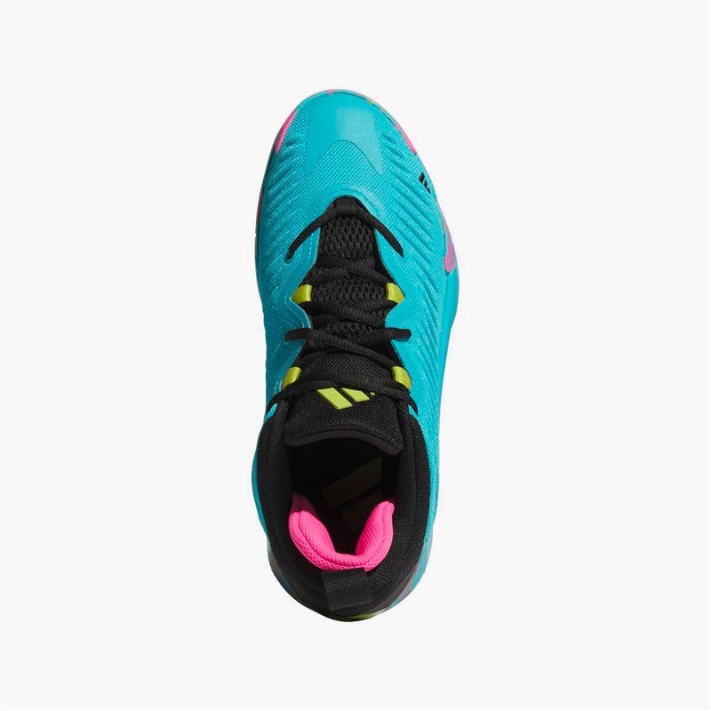 adidas Mens Initiation Basketball Shoes Lucid Cyan/Core Black/Preloved Lime - Image 4