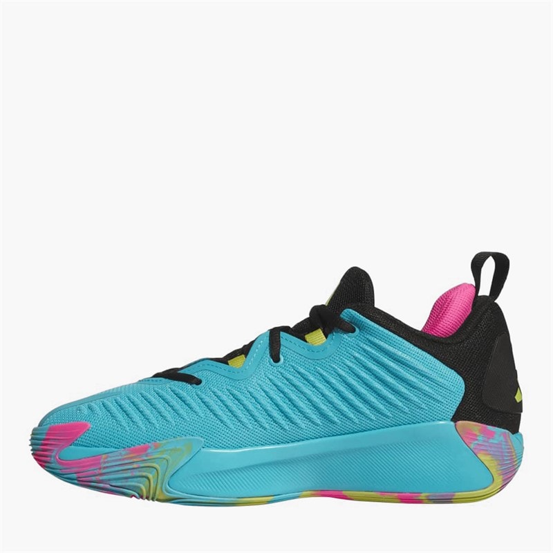 adidas Mens Initiation Basketball Shoes Lucid Cyan/Core Black/Preloved Lime - Image 5