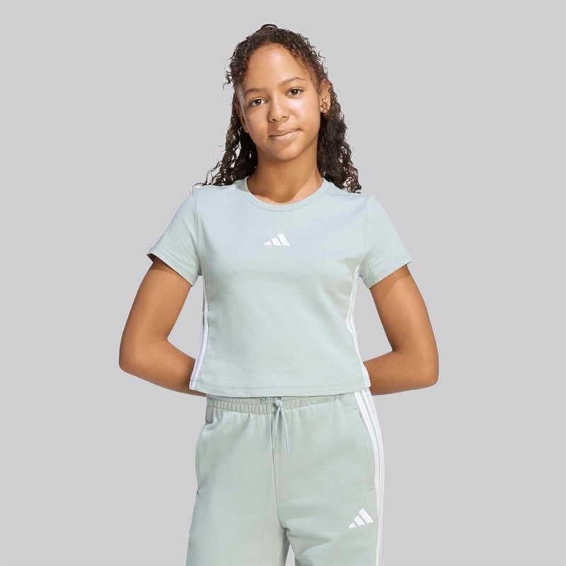 adidas Junior Girls Essentials T-Shirt Wonder Sage/White