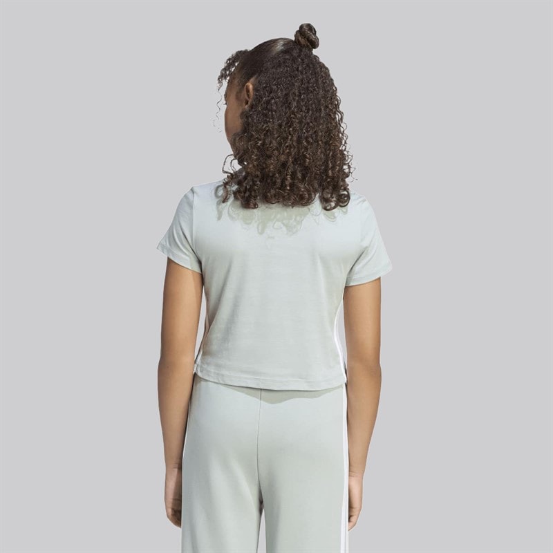 adidas Junior Girls Essentials T-Shirt Wonder Sage/White - Image 2