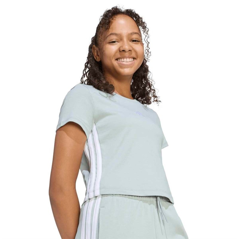adidas Junior Girls Essentials T-Shirt Wonder Sage/White - Image 4