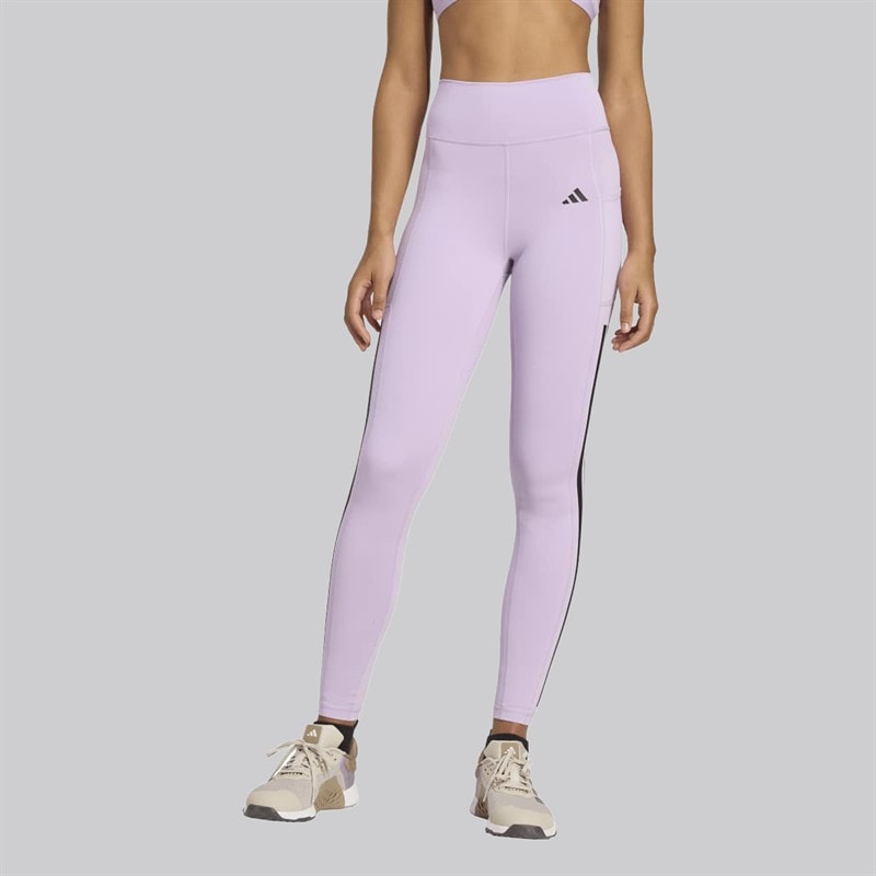adidas Womens Optime 3 Stripes Leggings Powder Plum