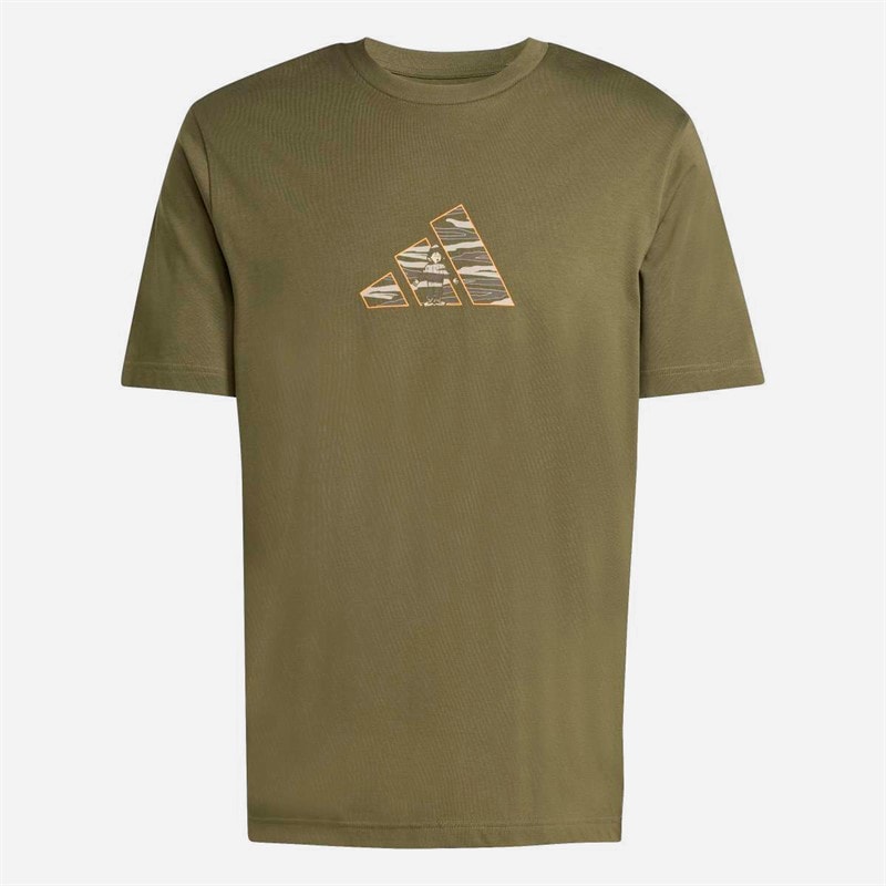adidas Mens Camo Explorer Graphic T-Shirt Olive Strata