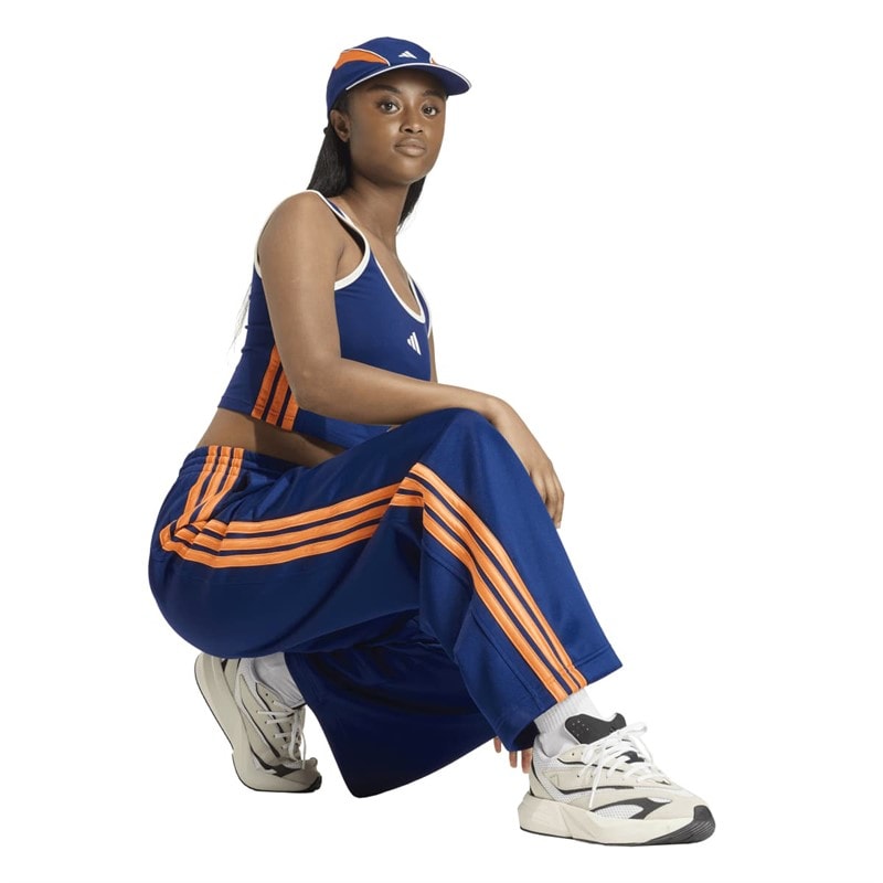 adidas Womens Stadium 3-Stripes Track Pants Dark Blue/Pure Orange/Off White - Image 4
