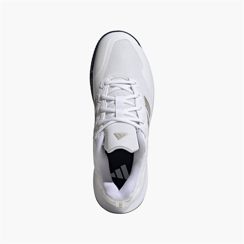 adidas Mens Gamecourt 2 Tennis Shoes Cloud White/Cyber Metallic/Dark Blue - Image 4