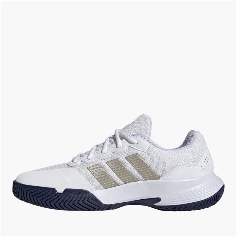 adidas Mens Gamecourt 2 Tennis Shoes Cloud White/Cyber Metallic/Dark Blue - Image 5