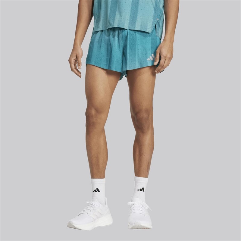 adidas Mens Adizero Running Shorts Powder Teal/Pure Teal