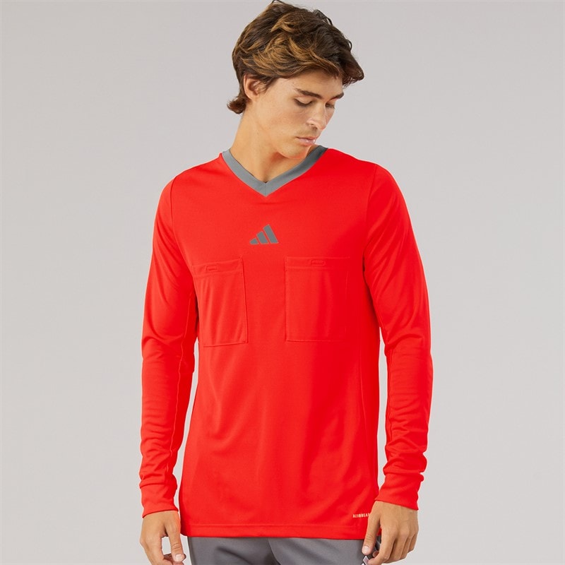 adidas Mens Referee 22 Long Sleeve Jersey Appleseed/Solar Red Appleseed.Solar Red - Image 1