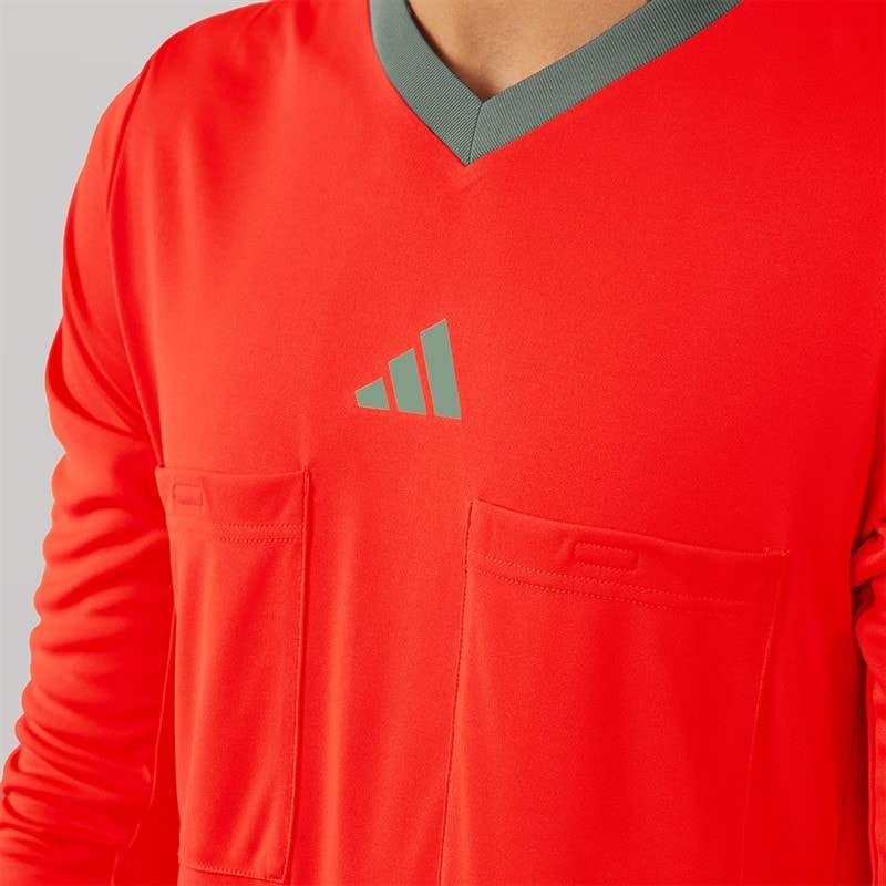 adidas Mens Referee 22 Long Sleeve Jersey Appleseed/Solar Red Appleseed.Solar Red - Image 3