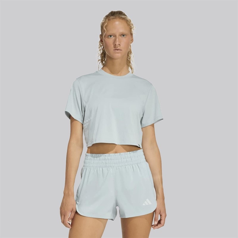 adidas Womens Climacool Power Training Graphic T-Shirt Wonder Sage - Image 2