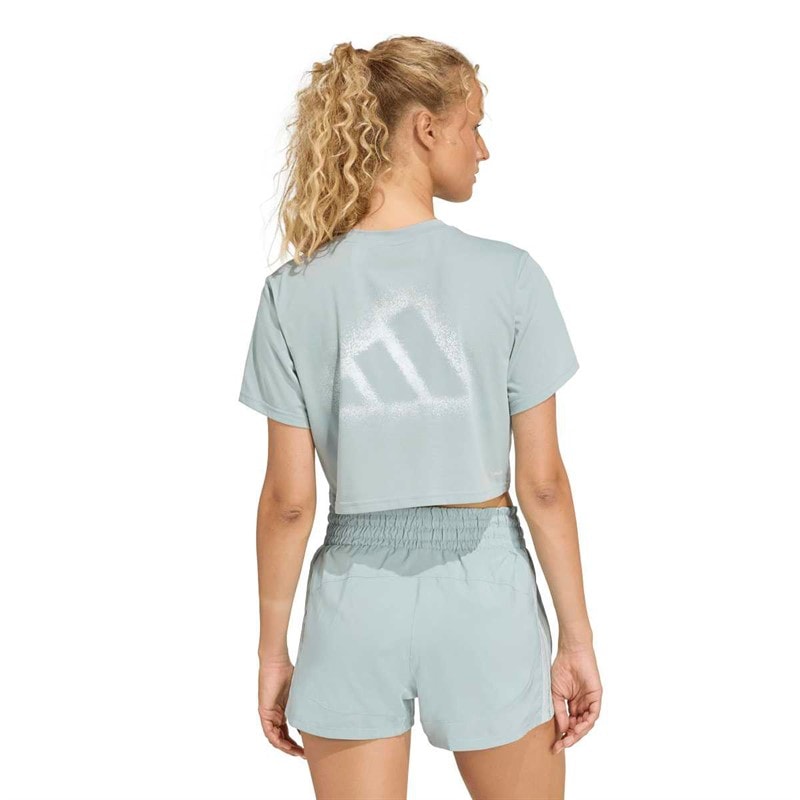 adidas Womens Climacool Power Training Graphic T-Shirt Wonder Sage - Image 3