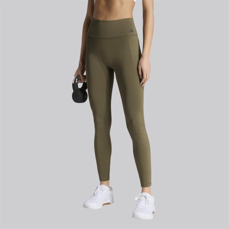 adidas Womens Optime Workout Leggings Olive Strata