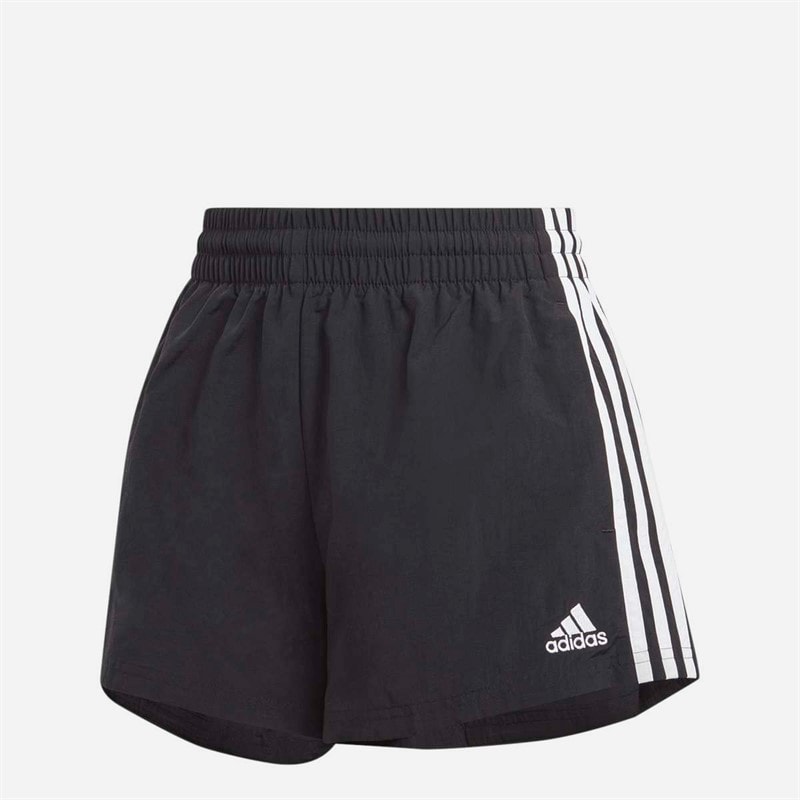 adidas Womens Essentials 3-Stripes Woven Shorts Black/White