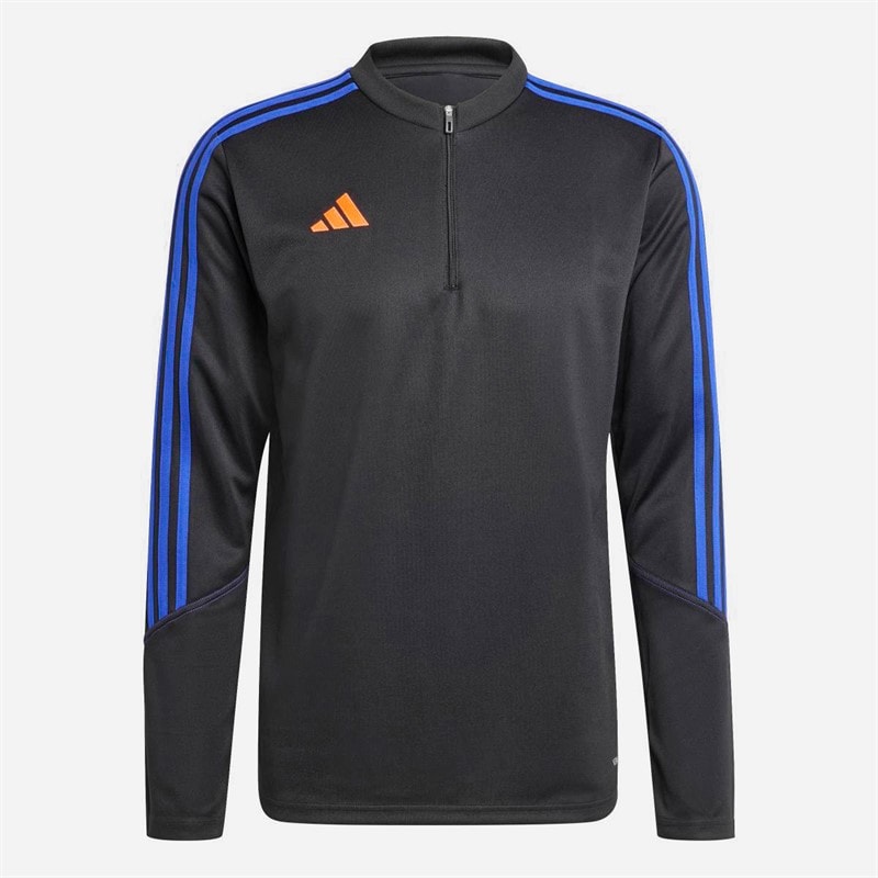 adidas Mens Tiro 23 Club 1/4 Zip Training Top Black/Lucid Blue - Image 1