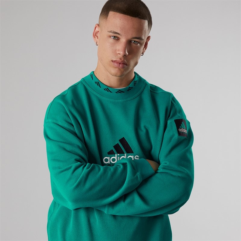 adidas Originals Mens EQT Reflective Crew Neck Sweatshirt Equipment Green - Image 3