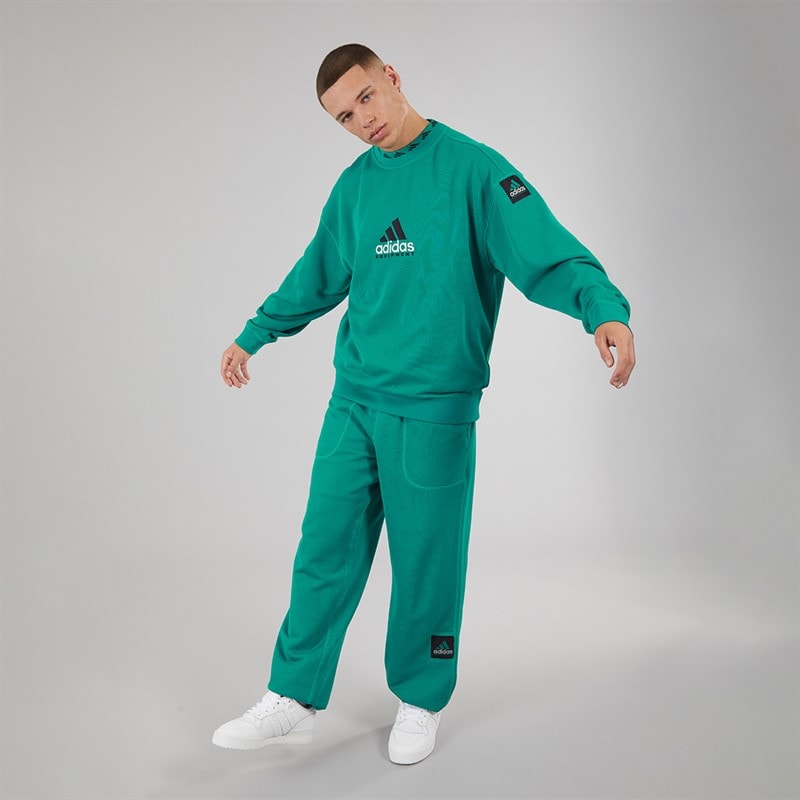 adidas Originals Mens EQT Reflective Crew Neck Sweatshirt Equipment Green - Image 4