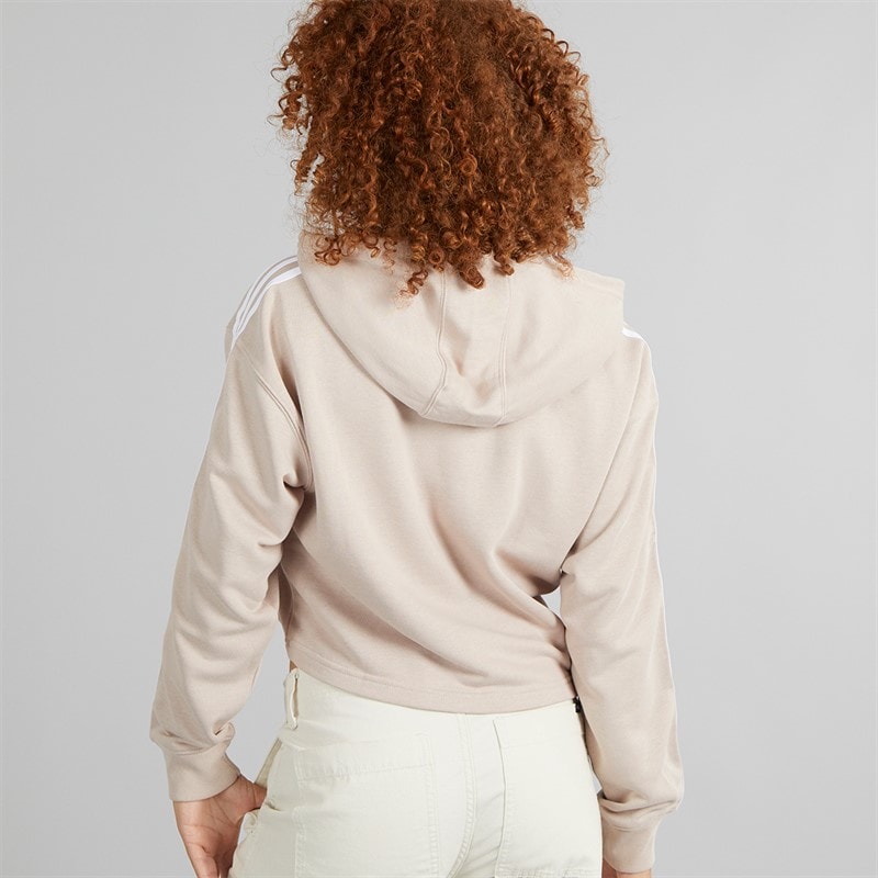 adidas Originals Womens Adicolor 3-stripes Short Hoodie Wonder Taupe - Image 2