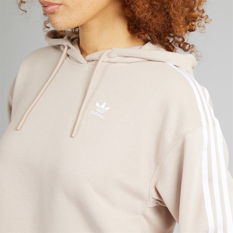 adidas Originals Womens Adicolor 3-stripes Short Hoodie Wonder Taupe - Image 3
