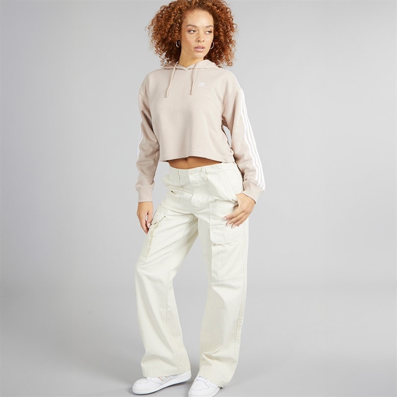 adidas Originals Womens Adicolor 3-stripes Short Hoodie Wonder Taupe - Image 4