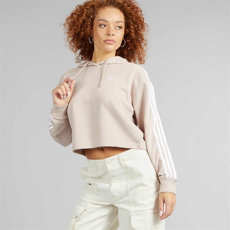 adidas Originals Womens Adicolor 3-stripes Short Hoodie Wonder Taupe - Image 5