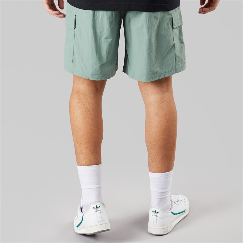 adidas Originals Mens Trefoil Essentials Woven Shorts Silver Green - Image 2