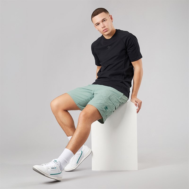 adidas Originals Mens Trefoil Essentials Woven Shorts Silver Green - Image 4