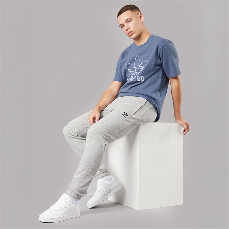 adidas Originals Mens Trefoil Essentials French Terry Joggers Medium Grey Heather - Image 4