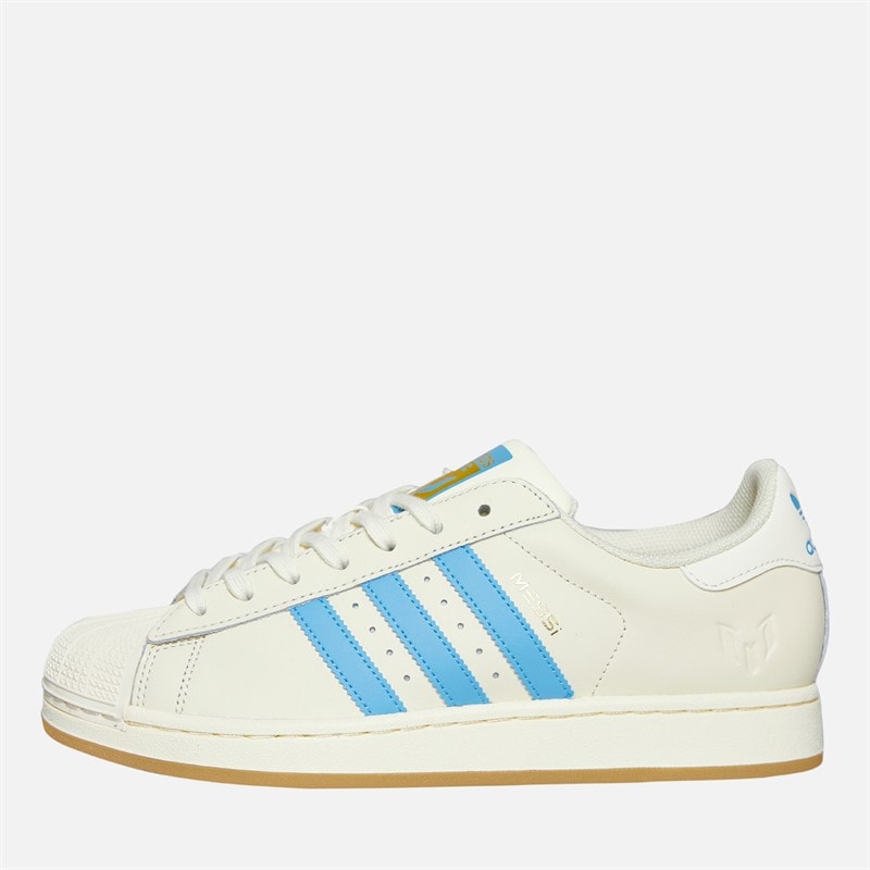 adidas Originals Mens Superstar Messi Trainers Cream White/Semi Blue Burst/Gold Metallic - Image 1