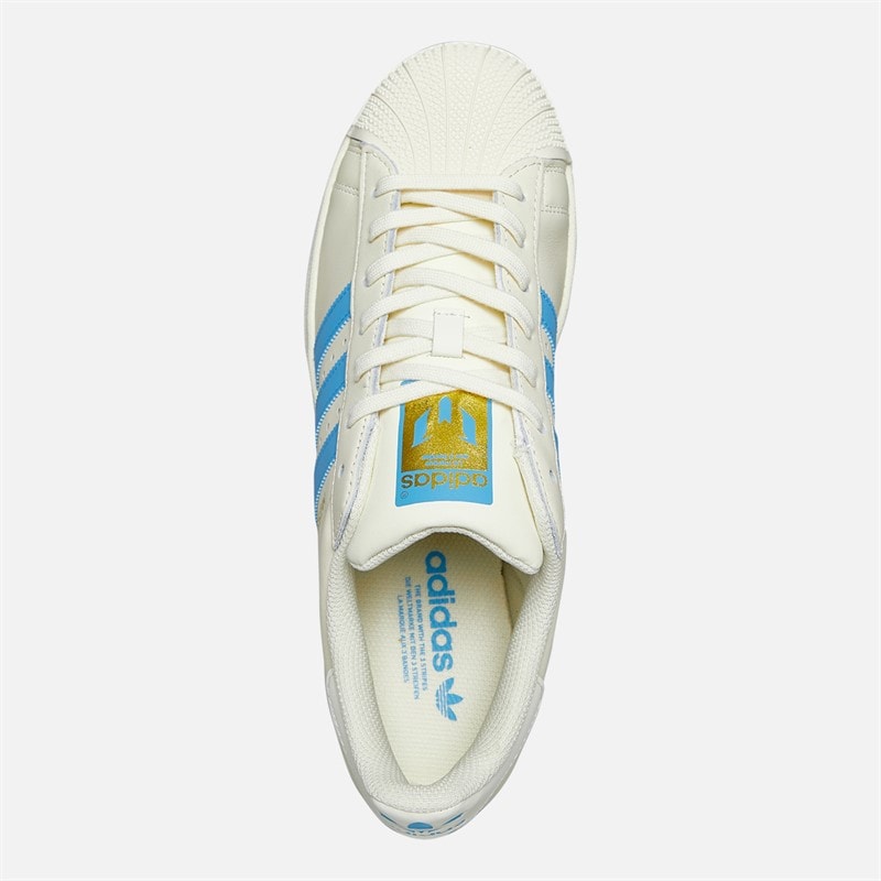 adidas Originals Mens Superstar Messi Trainers Cream White/Semi Blue Burst/Gold Metallic - Image 4
