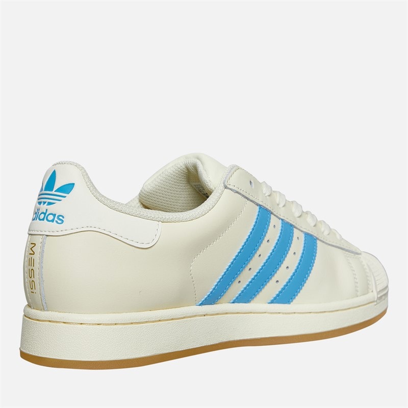 adidas Originals Mens Superstar Messi Trainers Cream White/Semi Blue Burst/Gold Metallic - Image 5