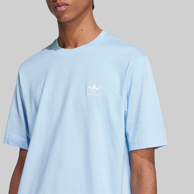 adidas Originals Mens Trefoil Essentials T-Shirt Clear Sky - Image 4