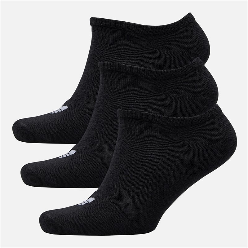 adidas Originals Mens Trefoil Three Pack No Show Socks Black/White - Image 1